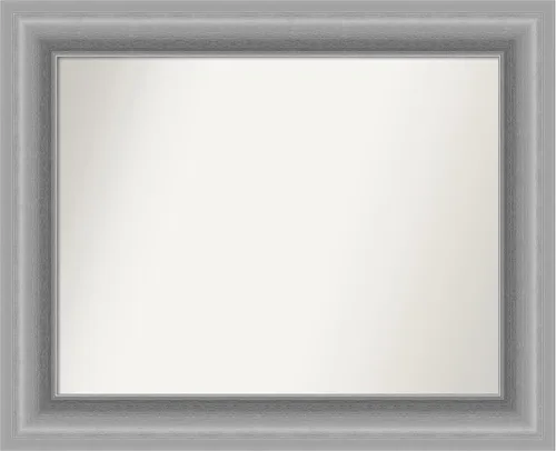 Miniatura 394 de Amanti Art Espejo de baño plateado para sobre fregadero, 26 x 26 pulgadas, espejo cuadrado de níquel pulido, marco de madera tradicional mediano, se