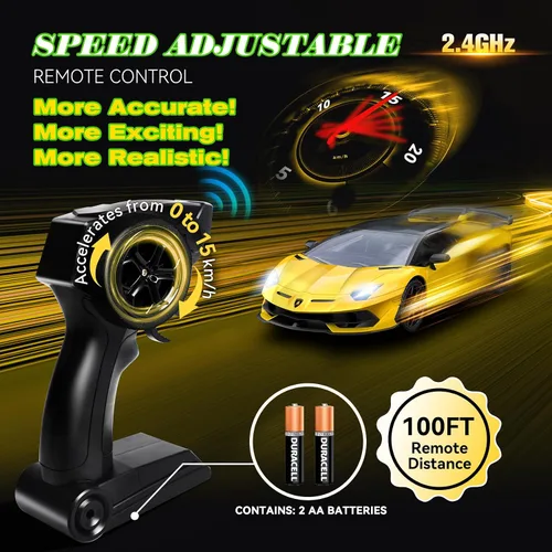 Miniatura 5 de AEROQUEST Lamborghini - Auto a control remoto, con licencia oficial 1:14 Lambo RC para niños y niñas, regalo de cumpleaños, juguetes amarillos
