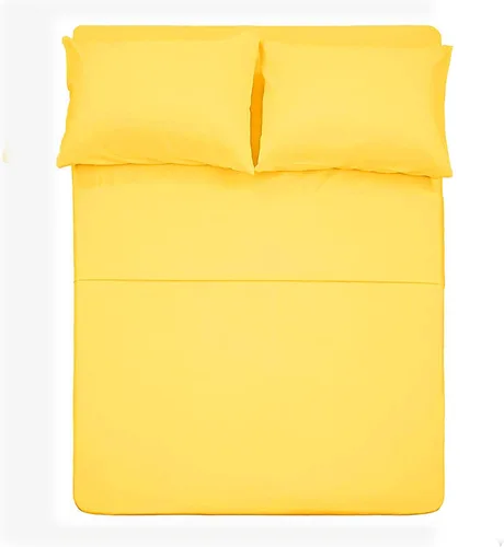 Miniatura 40 de Best Season Juego de sábanas de algodón tamaño individual (color amarillo) 3 piezas, juego de sábanas 100% algodón con funda de almohada sobre