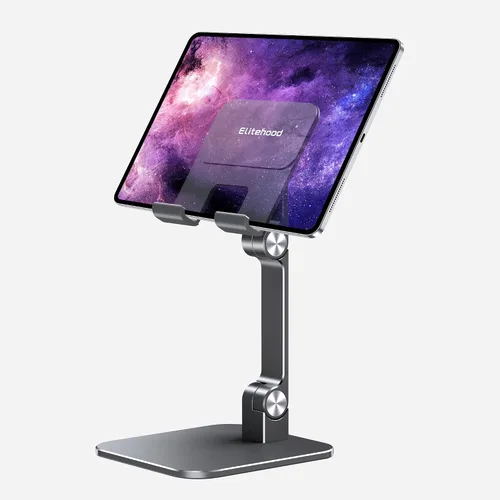 elitehood Soporte de aluminio para iPad, soporte ajustable para iPad para escritorio, soporte de tableta de escritorio para Pro 13 12.9 11 Air Mini