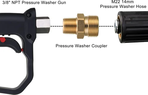 Miniatura 4 de M MINGLE - Ajuste para lavadora de presión M22, adaptador macho NPT de 3/8 pulgadas a macho M22 de 14 mm, 4500 PSI