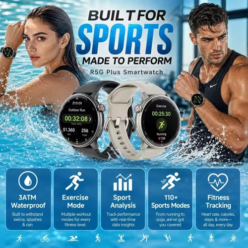 Miniatura 6 de Reloj inteligente R5G Plus con GPS, llamadas Bluetooth, diseño impermeable, caras personalizadas, más de 110 modos deportivos, seguimiento diario