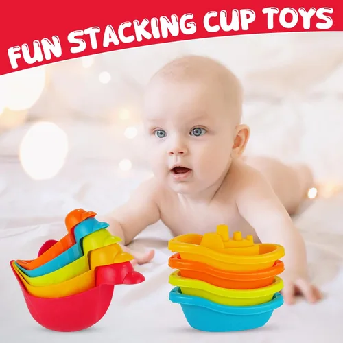 Miniatura 6 de Juguetes de baño para bebés para niños, 12 juguetes de baño sin moho para niños pequeños con botes flotantes, regadera, patos flotantes y cucharas