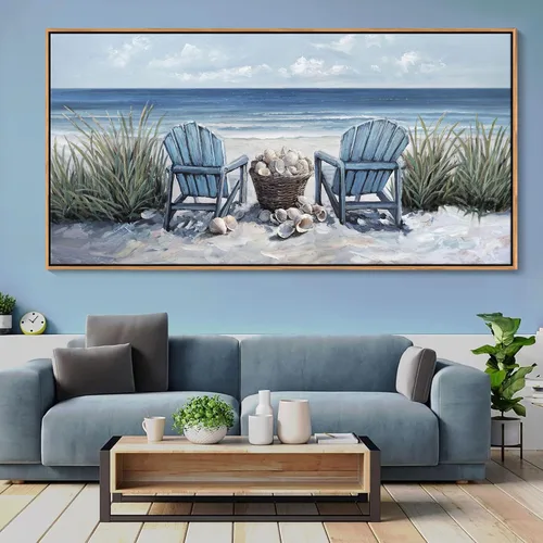 Miniatura 18 de HGUAOA Coastal Wall Art - Large Landscape Wall Pictures for Living Room, Bedroom Pictures, Ocean Beach Artwork, Blue Above Bed Decor, Coastal