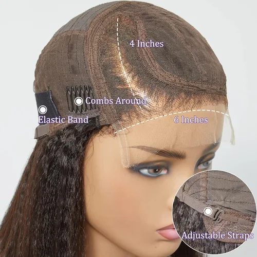Miniatura 6 de Luvme Hair - Peluca Bob de encaje frontal con bordes rizados 4C, 10 pulgadas, cabello humano lacio tipo afro, sin pegamento, con separación profunda
