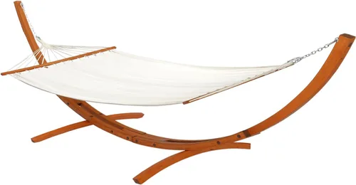 ONCLOUD Juego de hamaca doble premium con soporte curvado de madera dura, sistema de relajación al aire libre de 10.5 pies (capacidad de 400 libras)