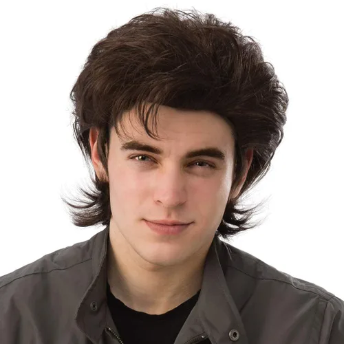 Peluca corta y esponjosa para hombre, peluca sintética en capas marrón para hombres, peluca de pelo cosplay de Halloween