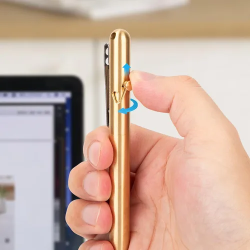 Miniatura 6 de SMOOTHERPRO - Bolígrafo de acción de perno de latón macizo compatible con recarga Parker, clip de acero inoxidable de bolsillo, para temblor