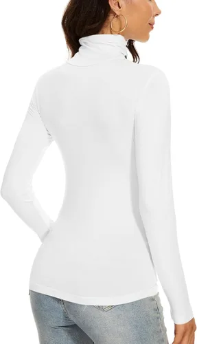 Miniatura 5 de Women's Turtleneck Long Sleeve Thermal Tops Slim Fitted Lightweight Thin Basics Layer Tshirt (XS-2XL)
