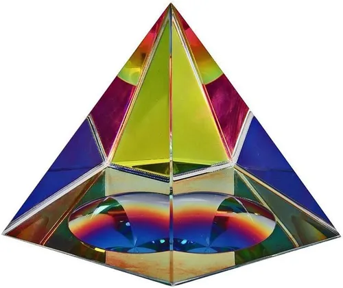 Amlong Crystal Pirámide iridiscente, colores del arco iris, 4.5 pulgadas de alto con caja de regalo