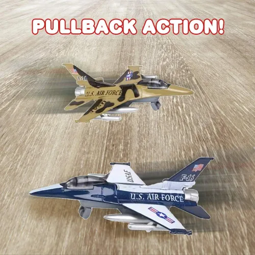 Miniatura 4 de ArtCreativity Jets F-16 fundidos a presión con mecanismo de retroceso, juego de 2, 7.5 pulgadas de metal fundido a presión para niños, decoraciones
