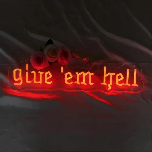 Miniatura 2 de Letrero de Neón Give Em Hell, Decoración de Neón de Pared Moderna, Tema de Apartamento Universitario, Letrero Gracioso de Poder Femenino, Decoración