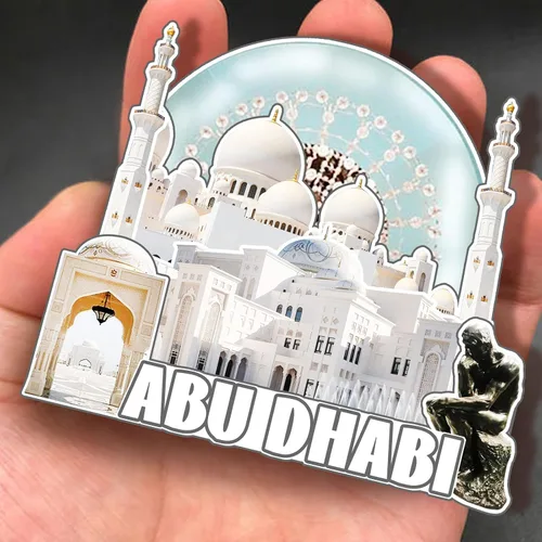 Miniatura 4 de Abu Dhabi United Arab EMI - Imán de madera 3D para nevera, recuerdos coleccionables, decoraciones artesanales hechas a mano
