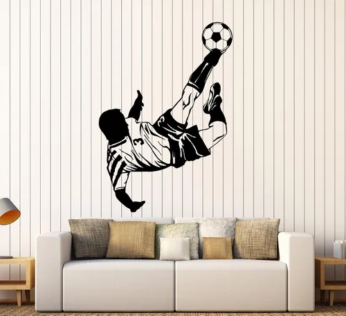 Vinilo adhesivo de pared de jugador de fútbol sala de niño pegatinas de deportes Mural Decoración grande (ig3887) Negro
