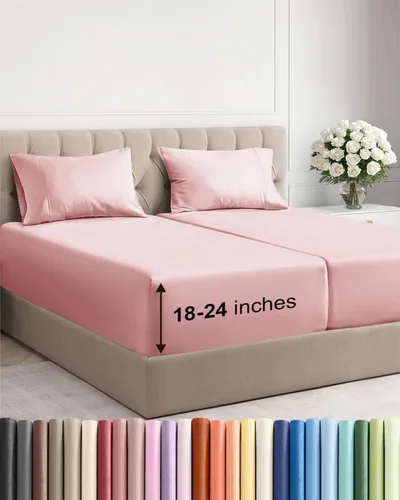 Miniatura 57 de Sábanas King divididas con bolsillos extra profundos, sábanas transpirables y refrescantes de 5 piezas, sábanas de lujo para hotel, suaves, sin 22