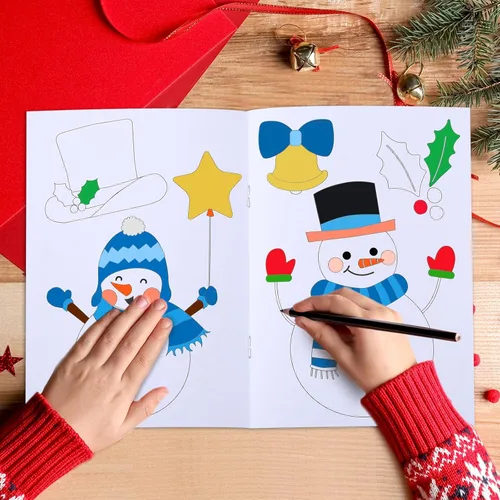 Miniatura 4 de Faccito 24 Piezas Paquetes de Libros para Colorear de Navidad a Granel Libro para Colorear de Invierno Mini Muñeco de Nieve Pan de Jengibre Santa