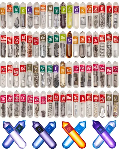 Miniatura 11 de Tabla Periódica de Elementos Reales, 99.99% de Pureza, Sellada en Tubo de Vidrio, para Regalo, Enseñanza, Exhibición, Colección, 68 Piezas