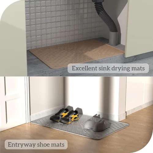 Miniatura 7 de OHMO Alfombrilla Grande para Arena de Gatos Alfombrilla de Captura Premium Goma de Silicona 31.5 x 23.6 pulgadas Gris Ceniza, Alfombrilla para Caja