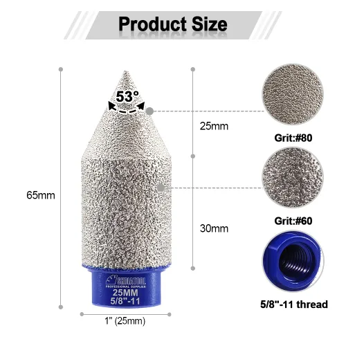 Miniatura 5 de SHDIATOOL Brocas de fresado de diamante de 1 pulgada, brocas de biselado para agrandar azulejos de porcelana, mármol, cerámica, granito de 0.984 in