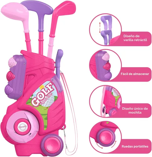 Miniatura 3 de Liberry Juego de golf para niños de 1, 2, 3, 4 años, carrito de golf mejorado para niños con diseño único de correa para el hombro, juguetes de golf