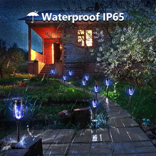 Miniatura 4 de Toodour Luces solares de Halloween para exteriores, paquete de 6 luces LED de llama parpadeante, luz solar impermeable para exteriores, iluminación