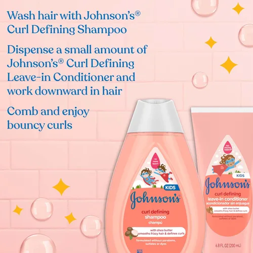 Miniatura 6 de Johnson's - Champú definidor de rizos para niños con manteca de karité, limpia, suaviza el encrespamiento y define ondas y rizos durante 24 horas