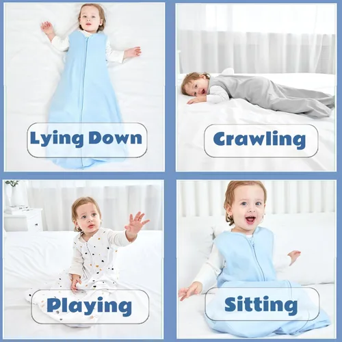 Miniatura 6 de Saco de dormir 100% algodón orgánico para bebé 0.5 TOG saco de dormir sin mangas para bebé de 12 a 18 meses, manta para envolver al bebé, cremallera