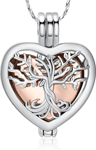 Miniatura 19 de Imrsanl Joyería de cremación para cenizas – Collar con colgante de cenizas de flor de loto con mini urna de recuerdo, joyería conmemorativa