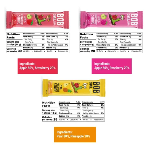 Miniatura 2 de Paquete variado de aperitivos para niños y adultos, 30 bocadillos de frutas saludables a granel envueltos individualmente, cuero de fruta con fresa