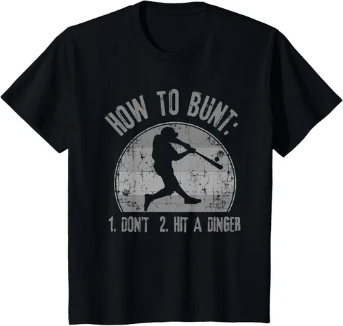Miniatura 47 de Cómo Bunt Don't Hit A Dinger - Camiseta divertida de béisbol y sóftbol, Negro, S