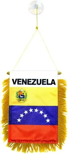 Miniatura 2 de Bandera pequeña de Venezuela – Bandera pequeña para ventana de coche de 4 x 6 pulgadas – con ventosa – Doble cara – Banderas de tela de poliéster
