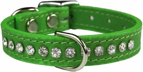 Miniatura 5 de Collar de perro de cuero y cristales de OmniPet Signature, cuero de grano de violeta africana de avestruz, se ajusta a un tamaño de cuello de 6"-8