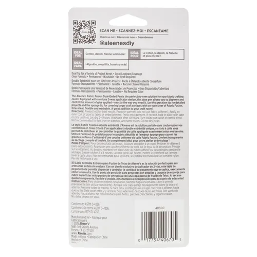 Miniatura 3 de Aleene's Fabric Fusion 40670 - Bolígrafo de doble extremo, 1.69 fl oz, pegamento permanente para tela, solución sin costura