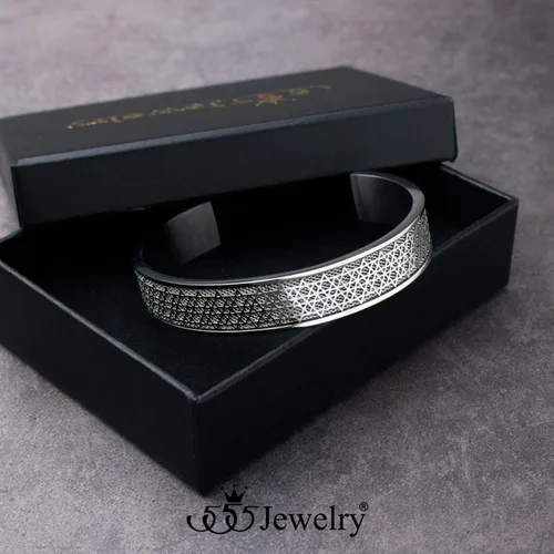 Miniatura 3 de 555Jewelry Exclusiva pulsera de acero inoxidable con diseño de estrella de David para hombre