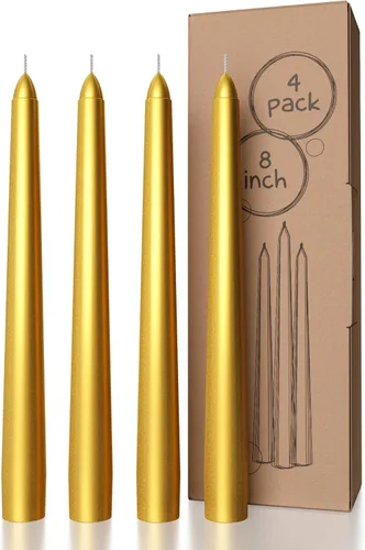 Miniatura 69 de CANDWAX Paquete de 4 velas cónicas blancas, sin goteo, de combustión lenta, sin perfume, de 12 pulgadas, ideales para mesa de comedor, candelabros
