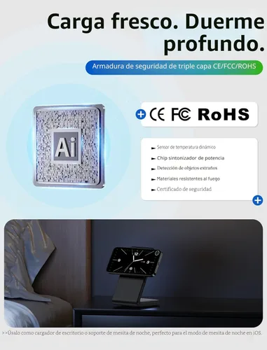 Miniatura 7 de Mag.Safe Charger - Soporte de cargador para iPhone, cargador inalámbrico magnético rápido para iPhone 17/16/15/14/13/12 Series - Negro