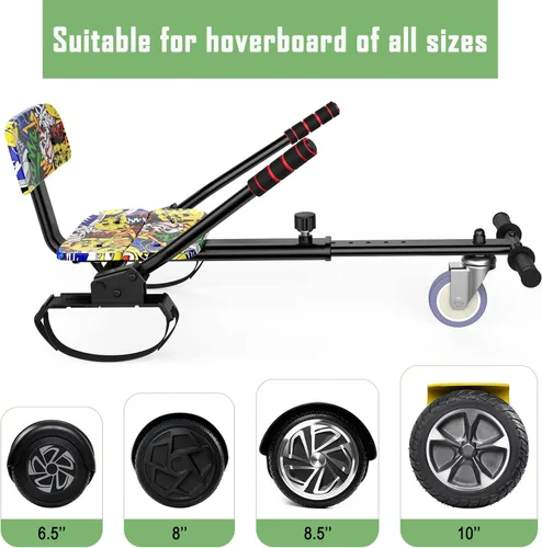Miniatura 4 de Accesorio de Asiento para Patinete, Patinete con Go Kart para Niños, Chicos, Niñas, Adultos, con Luces LED Coloridas, Bluetooth A-6.5 Graffiti