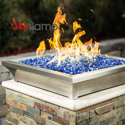 Miniatura 3 de Skyflame Vidrio de fuego de alto brillo de 20 libras para paisajismo de chimeneas, 1/2 pulgada azul cobalto reflectante y dorado rosa reflectante