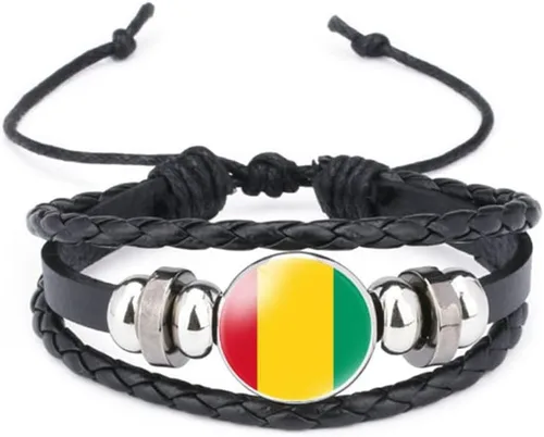 Miniatura 42 de vmcoatdu Mundial Muchas Banderas Nacionales Brazalete Retro de Aleación de Cuero para Pulsera de Cuerda Trenzada de Bandera Nacional