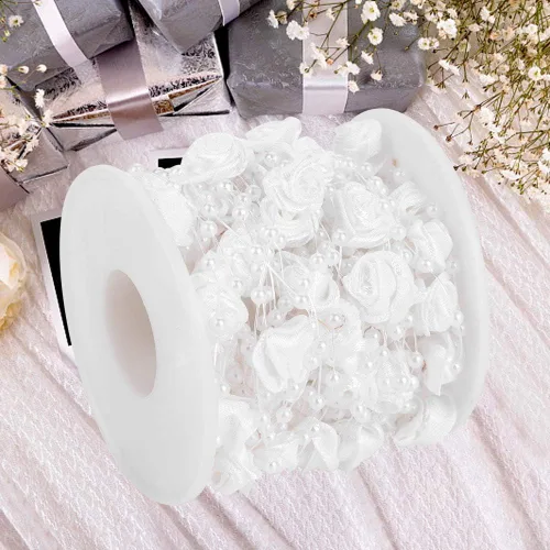 Miniatura 9 de Rollo de cuentas de perlas, 32.8 ft/rollo de perlas artificiales, cuerda conectada para decoración de fiesta de boda, guirnalda de árboles