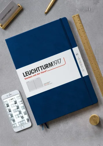 Miniatura 2 de LEUCHTTURM1917 - Cuaderno de tapa dura Master Classic A4+ - 235 páginas numeradas para escritura y diario (negro, a rayas)