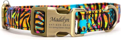 Miniatura 22 de Collar de perro personalizado con nombre y número de teléfono grabado, collar ajustable personalizado para cachorros, collar de algodón orgánico