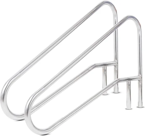 Miniatura 10 de ECOTRIC Pasamanos de piscina Riel de escalera de piscina 49-3/8 "X35-3/8 304 de acero inoxidable montado en cubierta cruzada soporte 300Lbs