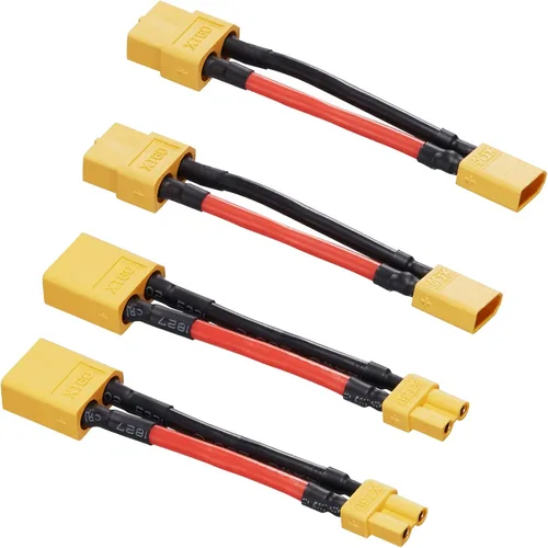 Miniatura 7 de 4 piezas XT60 a EC5 macho hembra adaptador, XT60 a macho hembra EC5 adaptador de conector con cables de 50mm 14AWG para conectores de batería RC