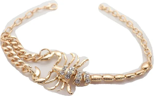 Miniatura 3 de Joyería de moda occidental para mujer, cadena de metal dorado, tobillera con dije de escorpión elegante, Plata