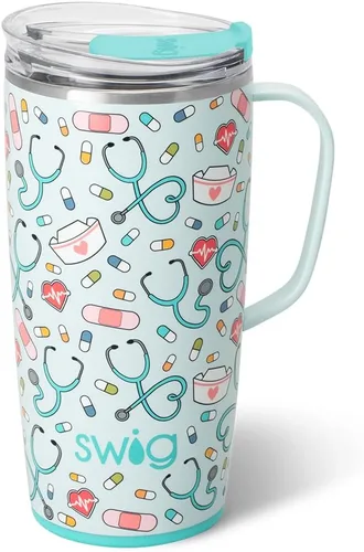 Miniatura 28 de Swig Life Taza de Viaje de 18 oz, Vaso Aislante con Asa y Tapa, Taza de Café de Viaje, Compatible con Portavasos, Acero Inoxidable, Vaso de 18 oz