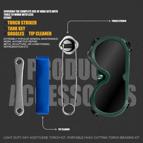 Miniatura 5 de Kit de Antorcha de Oxi Acetileno J-P de Carga Ligera G150, Portátil para HVAC, Corte y Soldadura - Válvula de Retención, Regulador de Oxígeno