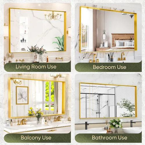 Miniatura 7 de Suidia - espejo de baño, espejo de pared de 60 x 36 pulgadas con marco de metal, espejo de tocador de baño para sala de estar, dormitorio, baño