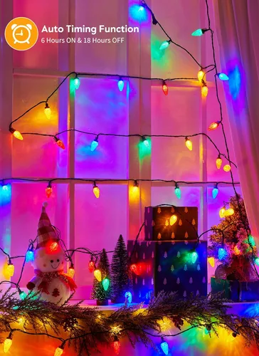Miniatura 4 de Luces de Navidad C9 para exteriores, 114 pies, 150 luces LED C9 con temporizador y 8 modos de luz, luces impermeables de grado comercial conectables