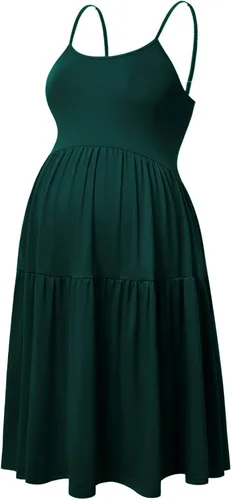 Miniatura 29 de GINKANA Vestido de maternidad sin mangas para mujer, con tirantes ajustables, vestido casual de verano para uso diario o baby shower